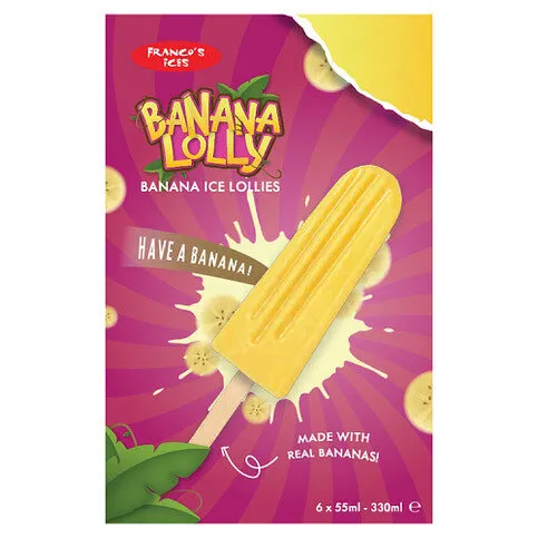 Franco's Ices Banana Lolly Banana Ice Lollies 6 x 55ml