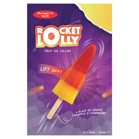 Franco's Ices Rocket Lolly Fruit Ice Lollies 6 x 60ml
