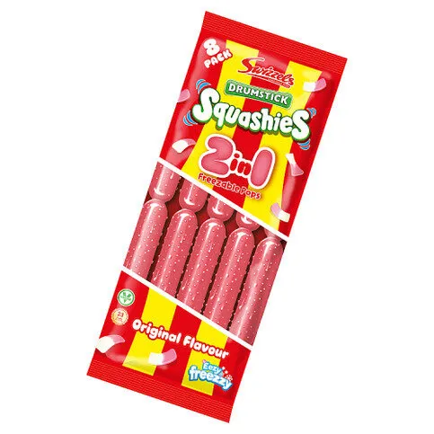 Swizzels Original Flavour Squashies Drumstick 2 in 1 Freezable Pops 8 x 75 ml (600ml)