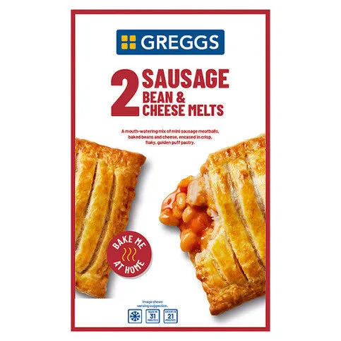 Greggs 2 Sausage Bean & Cheese Melts 308g