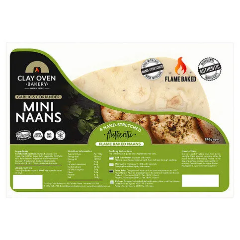 Clay Oven Bakery Garlic & Coriander Mini Naans 240g