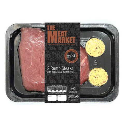 The Meat Market 2 Rump Steaks with Peppercorn Butter Discs 260g