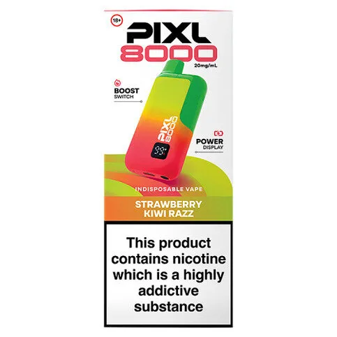 Pixl 8000 Strawberry Kiwi Razz Indisposable Vape 20mg/ml