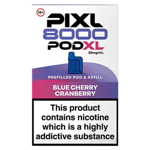 Pixl 8000 Pod XL Blue Cherry Cranberry Prefilled Pod & Refill 20mg/ml