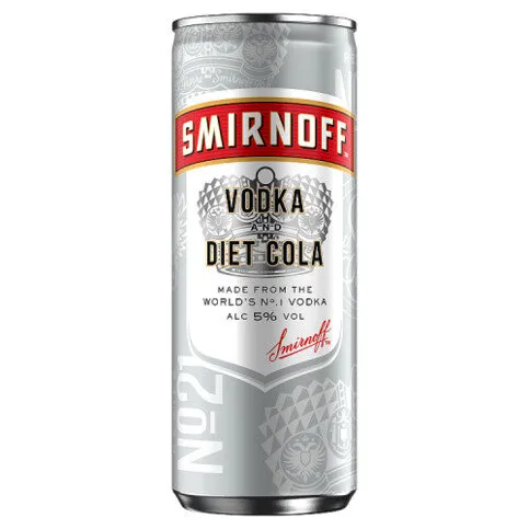 Smirnoff No.21 Vodka and Diet Cola Ready to Drink Premix can 250ml