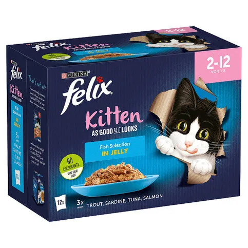 FELIX AS GOOD AS IT LOOKS Kitten Fish Selection in Jelly Wet Cat Food 12 x 100g