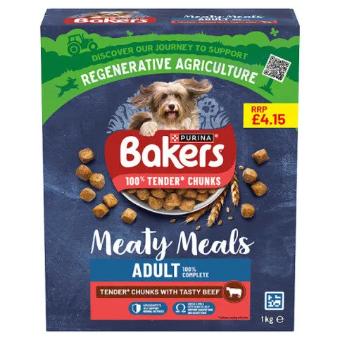 Bakers Meaty Meals Beef Dry Dog Food 1kg