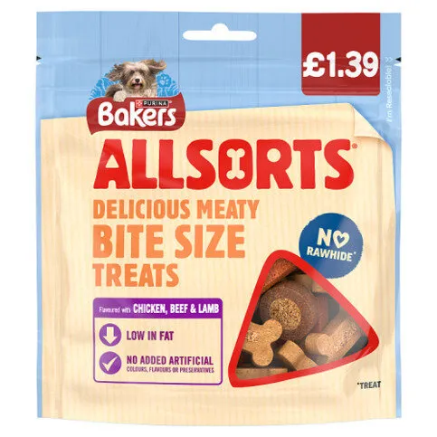 Bakers Allsorts Chicken, Beef and Lamb Dog Treats 98g
