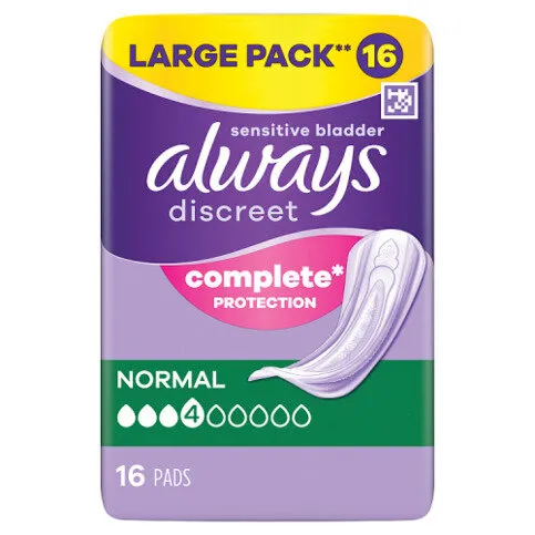 Always Discreet Incontinence Pads Women Normal 16 Count  