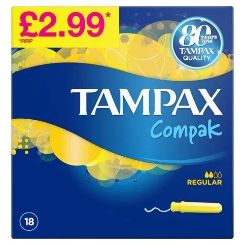 Tampax Compak Regular Tampons With Applicator X18