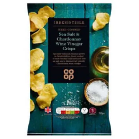 Co-op Irresistible Hand Cooked Sea Salt & Chardonnay Wine Vinegar Crisps 150g