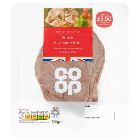 Co-Op Sliced Cooked British Beef Silverside 100g