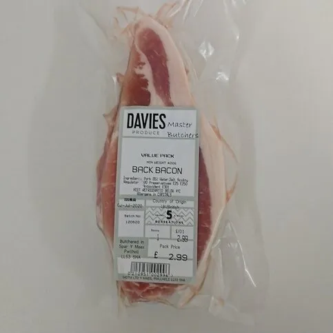 Davies Back Bacon (Min Weight 300g)