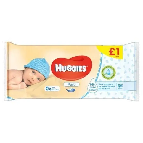 Huggies Pure Baby Wipes - 6 Packs (6 x 56 Wipes)