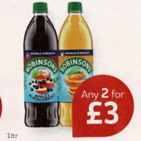 2 for £3 Robinsons 1ltr
