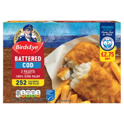 Birds Eye 2 Battered Cod Fillets 200g