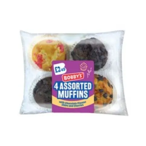 Bobbys 4 Assorted Muffins