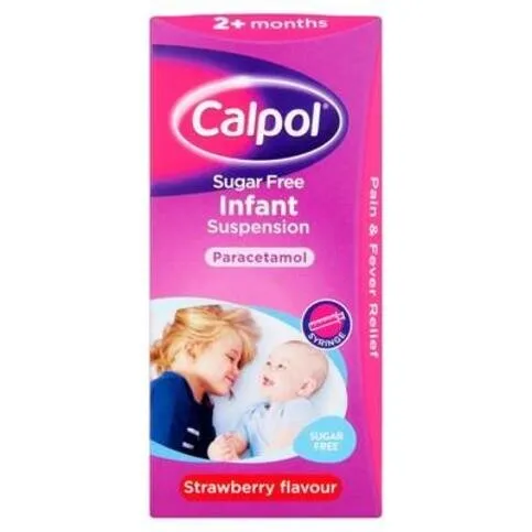 Calpol Infant Sugar Free Oral Suspension Strawberry Flavour 2+ Months 100ml