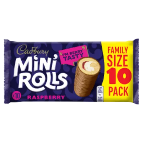 CHILLED: CADBURY RASPBERRY MINI ROLLS 10PK