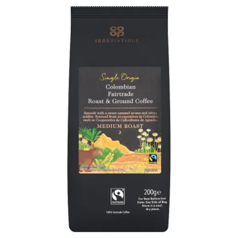 Co-op Irresistible Colombian Fairtrade Roast & Ground Coffee 200g