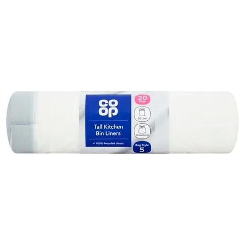 Coop - Tall Kitchen Bin Liners with Drawstrings _ 50L, 20x bags