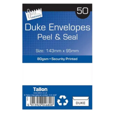 Duke White Peel & Seal Envelopes 50 Pack