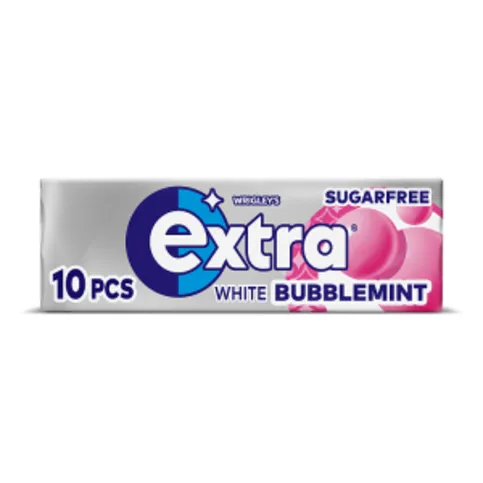 Extra White Bubblemint Chewing Gum Sugar Free 10 Pieces