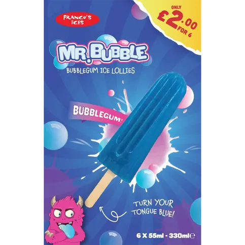 Francos Mr Bubble Lollies 6 x 55ml