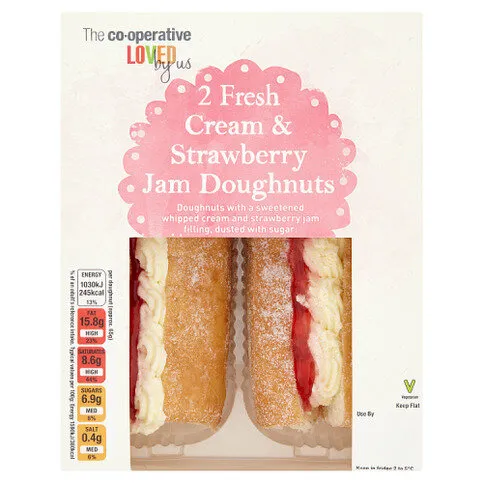 Co-op Fresh Cream and Jam Doughnuts 2s