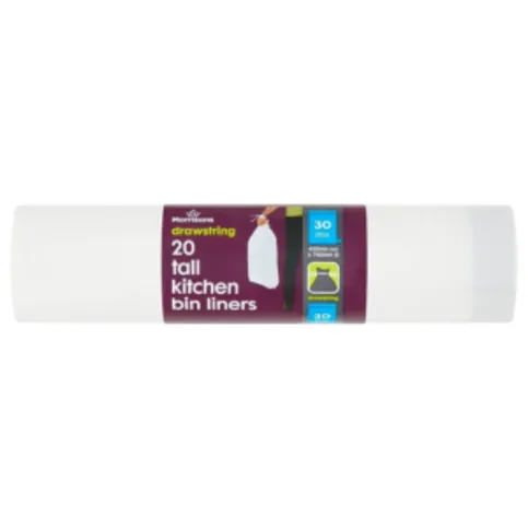 Morrisons Drawstring Tall Kitchen Waste Liners 30L 20 Pack