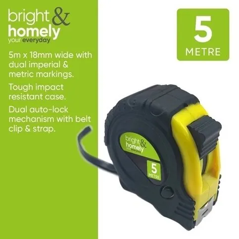 Measuring Tape _ 5M long x 18mm wide with Lock Button & Belt Hook