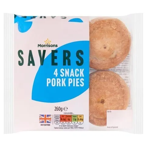 Morrisons Savers 4 Snack Pork Pie 260g