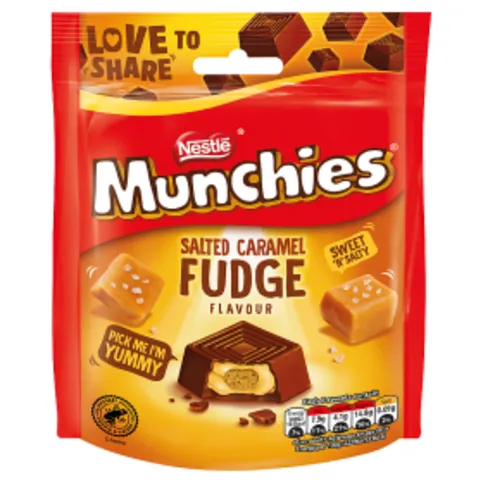 Munchies Salted Caramel Fudge Milk Chocolate Sharing Pouch 97g