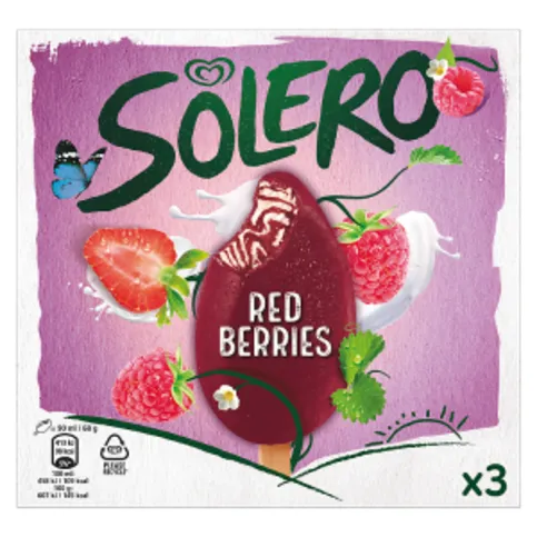 Solero Ice Cream Red Berries 3 x 90 ml
