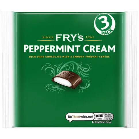 Fry's Peppermint Cream Chocolate Bar 3 Pack Multipack 147g (3 x 49g)