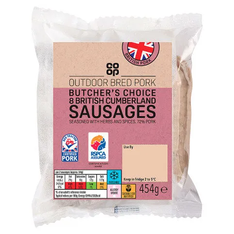 Co-op 8 British Cumberland Sausages