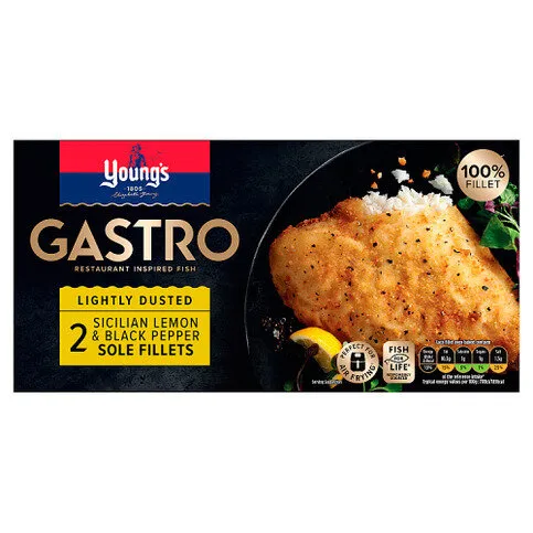  Young's Gastro Lightly Dusted 2 Sicilian Lemon & Black Pepper Sole Fillets 280g