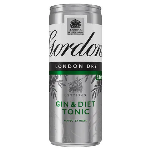 Gordon's London Dry Gin and Diet Tonic Ready to Drink 250ml Can