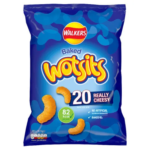 Walkers Wotsits Really Cheesy Multipack Snacks Crisps 20x16.5g