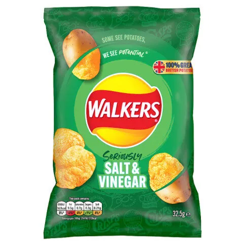 Walkers Crisps Salt & Vinegar, 32.5