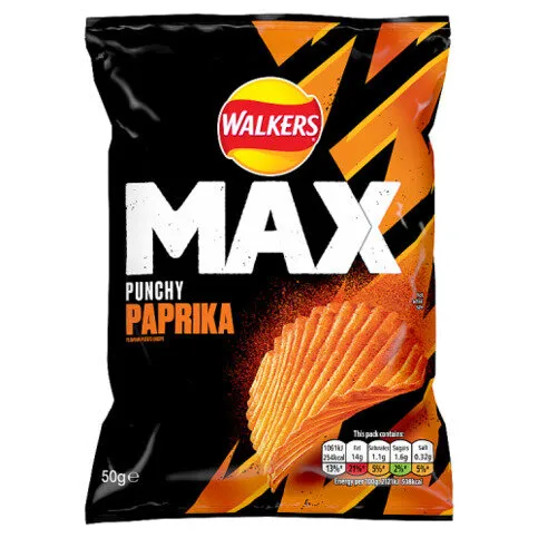 Walkers Max Punchy Paprika Grab Bag Crisps 50g