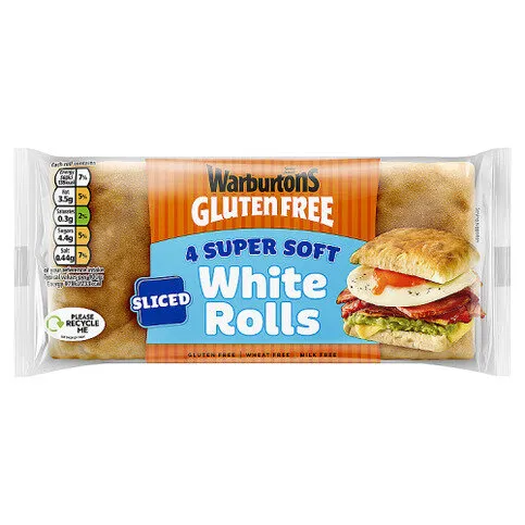 Warburtons Gluten Free 4 Super Soft Sliced Square Rolls