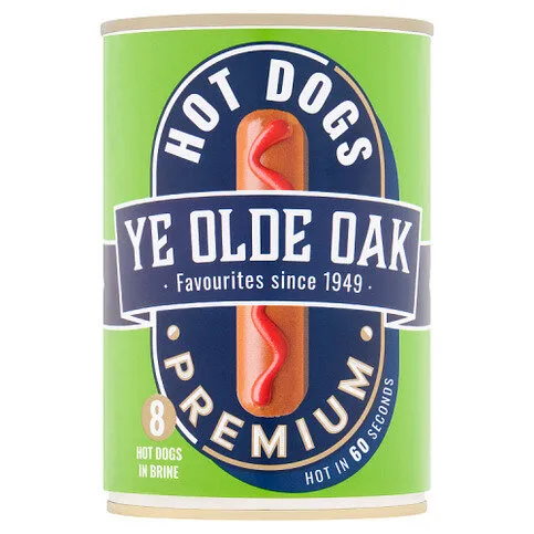 Ye Olde Oak 8 Premium Hot Dogs in Brine 400g