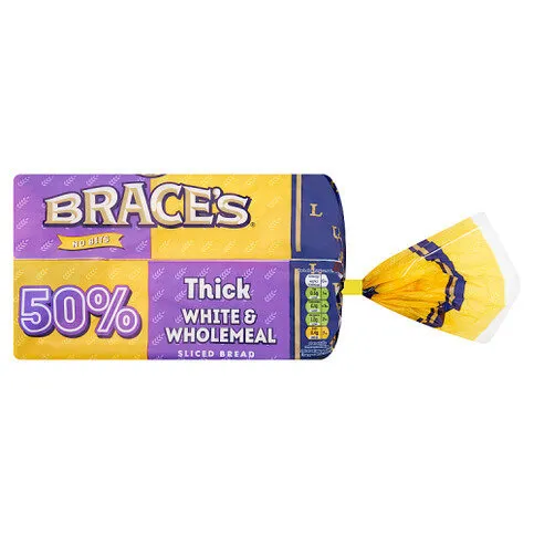 Brace's 50% Thick White & Wholemeal Sliced Bread 800g