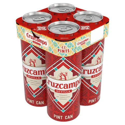 Cruzcampo Sevilla Beer Pint Cans 4 x 568ml