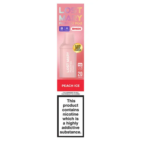 Lost Mary BM600 2 Peach Ice Prefill Pod 20mg/ml
