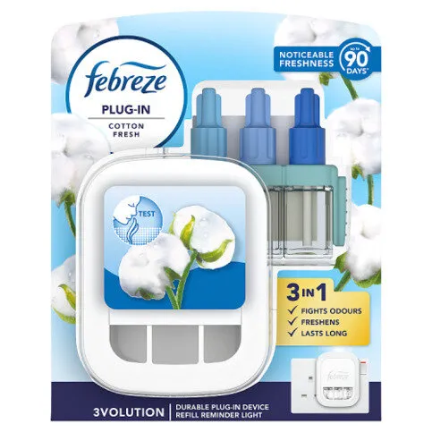 Febreze 3Volution Smart Programming Air Freshener Plug-In Starter Kit Cotton Fresh 20ML