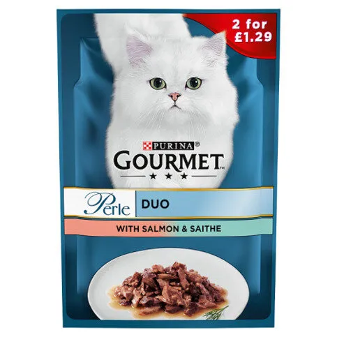 GOURMET Perle Mini Fillets in Gravy Salmon Wet Cat Food 85g PMP