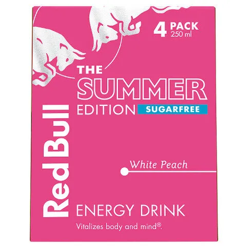 Red Bull The Summer Edition Sugarfree White Peach Energy Drink 4 x 250ml