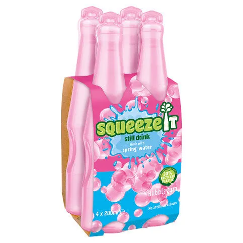 Squeeze It Still Drink Bubblegum 4 x 200ml